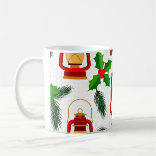Mug Guirlande de Noël Lanterne Rouge Motif Vintage