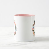 Mug Guirlande florale d'aquarelle avec le monogramme (Centre)