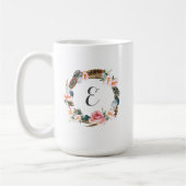 Mug Guirlande florale d'aquarelle avec le monogramme (Gauche)