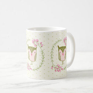 Mug Guirlande florale et coeurs de hibou mignon