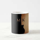 Mug Guitar Silhouette Tan Wood Name Monogram (Centre)