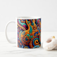 Guitare Art Batik Psychedélique – Musique Rétro Co