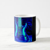 Mug Guitare bleue au néon (Devant droit)