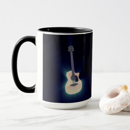 Mug Guitare Bleue Lumineuse Cool (Avec donut)