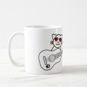 Mug Guitare de chat - avec Lunettes de soleil de coeur