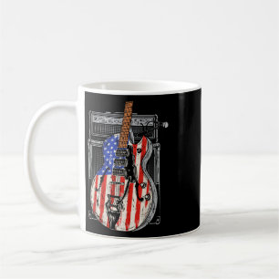 Mug Guitare Drapeau Américain 4 Juillet Guitariste Éta
