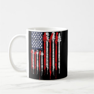 Mug Guitare Drapeau Américain Rouge Blanc Musique Patr