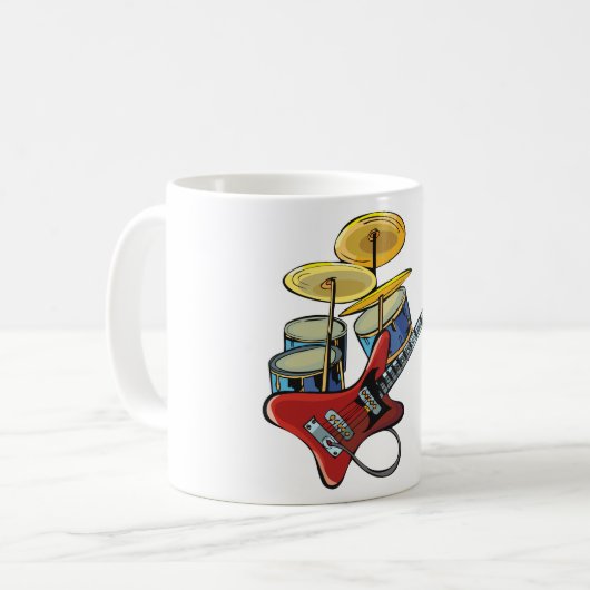Mug Guitare Électrique Et Fûts (Devant gauche)