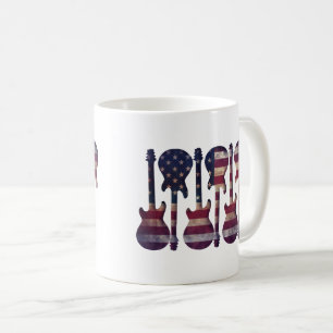 Mug Guitare en forme de drapeau américain