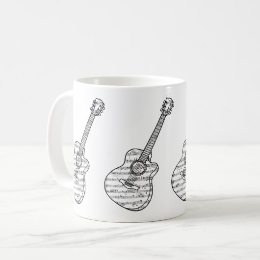 Mug Guitare et notes de musique (Devant gauche)