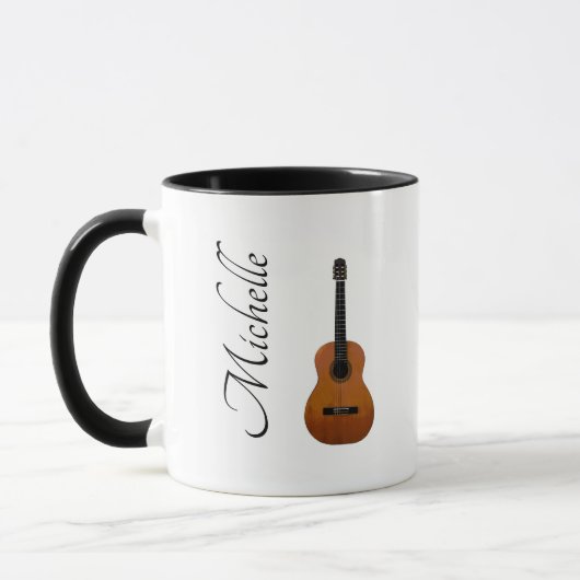 Mug Guitare musicale acoustique noir blanc (Gauche)