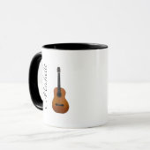 Mug Guitare musicale acoustique noir blanc (Devant gauche)