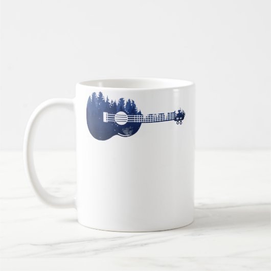 Mug Guitare Ukulele Forêt Silhouette Paysage Arbres M (Gauche)