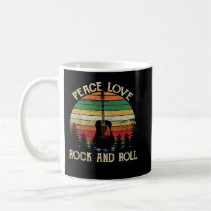 Mug Guitare Vintage Amour Paix Rock And Roll