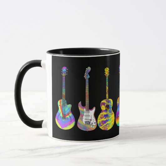 Mug Guitares colorées en noir (Gauche)