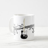 Mug Guitares électriques en noir et blanc Notes musica (Devant gauche)