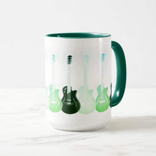 Mug Guitares électriques pop art vert (Devant droit)