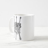 Mug Guitares rétro en noir et blanc pour guitaristes (Devant gauche)