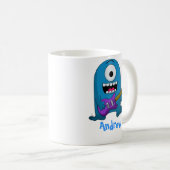 Mug Guitariste bleu mignon de monstre (Devant droit)