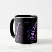 Mug Guitariste Guitare Lecteur Musique violet Nom noir (Devant gauche)