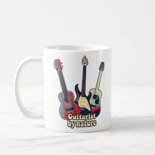 Mug Guitariste par nature. Guitares colorées vintages