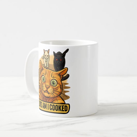 Mug Guys Am I Cooked? Funny Cat Meme Panic Reaction (Devant gauche)