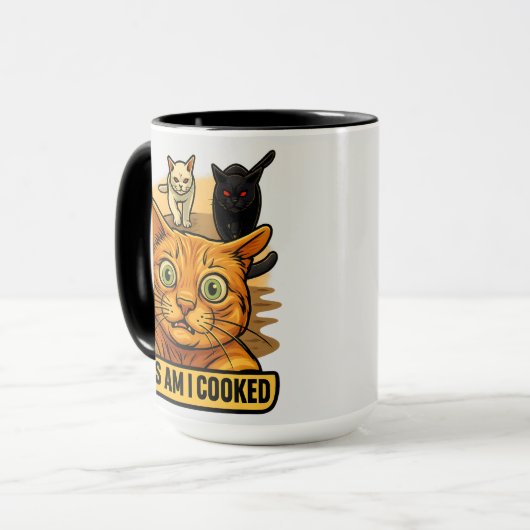 Mug Guys Am I Cooked? Funny Cat Meme Panic Reaction (Devant gauche)