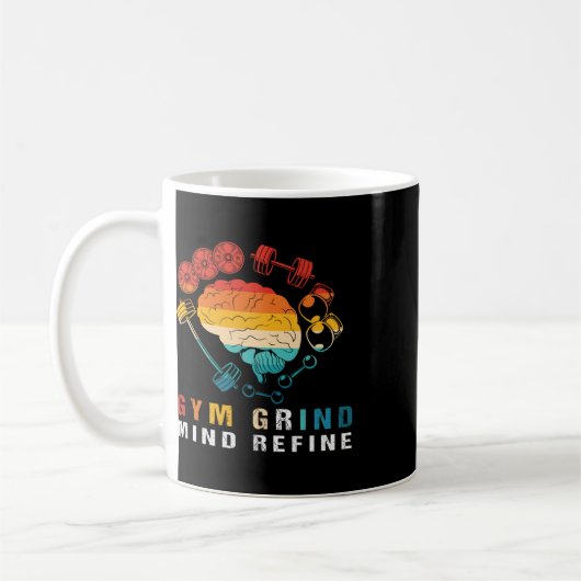 Mug Gym Grind Mind Refined Bodybuilding Retro Gym Rat (Gauche)