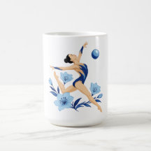 Gymnaste bleue avec des fleurs
