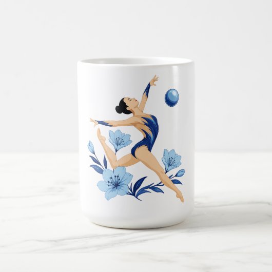 Mug Gymnaste bleue avec des fleurs (Centre)