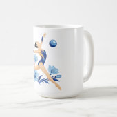 Mug Gymnaste bleue avec des fleurs (Devant droit)