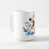 Mug Gymnaste bleue avec des fleurs (Devant gauche)