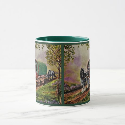 Mug Gypsy Vanner cheval irlandais Caravan wagon vert (Centre)