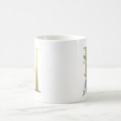 Mug H initial doré avec feuillage floral bleu (Centre)