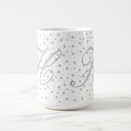 Mug H Monogramme initial Diamants blancs Imprimer (Centre)