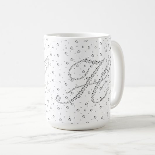 Mug H Monogramme initial Diamants blancs Imprimer (Devant droit)