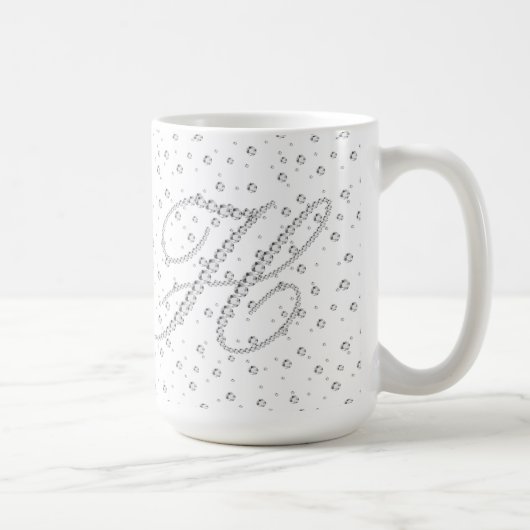 Mug H Monogramme initial Diamants blancs Imprimer (Droite)