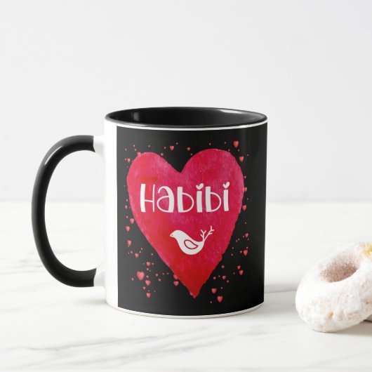 Mug Habibi, coeur, mon amour, parent arabe, ami (Avec donut)