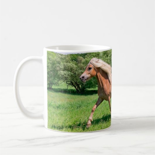 Mug Haflinger Horses with mignon Foals Run Funny Photo (Gauche)
