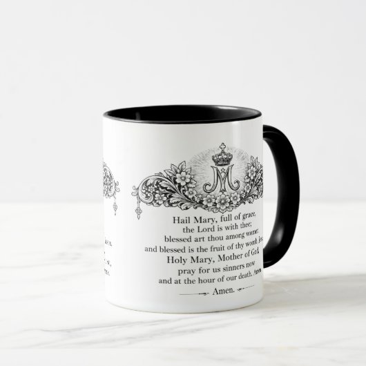 Mug Hail Mary Prayer English & Latin Catholic (Devant droit)