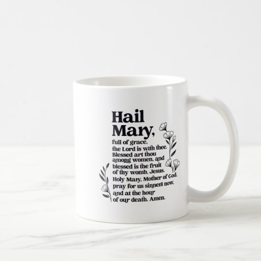 Mug Hail Mary Prayer Marian Floral Christian Blessed M (Droite)