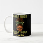 Mug Half Hood Half Holy Pray Christian African Afro Bl (Gauche)