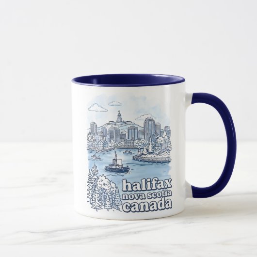 Mug Halifax Canada Simple Ciel Bleu Paysage Urbain Mig (Droite)