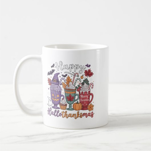 Mug Hallothanksmas Joyeux Halloween Lover café Hallowe (Gauche)