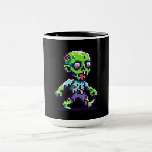 Mug Halloween 8 bits drôle zombie (Centre)