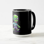 Mug Halloween 8 bits drôle zombie (Devant droit)