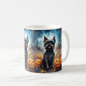 Mug Halloween Affenpinscher avec la peur Citrouille (Devant droit)
