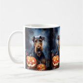 Mug Halloween Airedale Avec Peur Citrouille (Gauche)