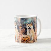 Mug Halloween Akita Avec Peur Citrouille (Devant droit)