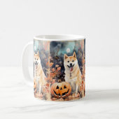 Mug Halloween Akita Avec Peur Citrouille (Devant gauche)